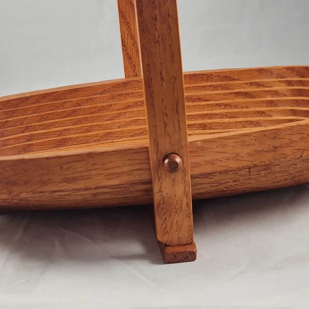 Handmade Collapsible Wooden Basket Peachwood Products Bellville OH 13